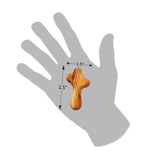 Olive Wood Handheld Comfort Small Cross - Catholic Book & Gift Store 