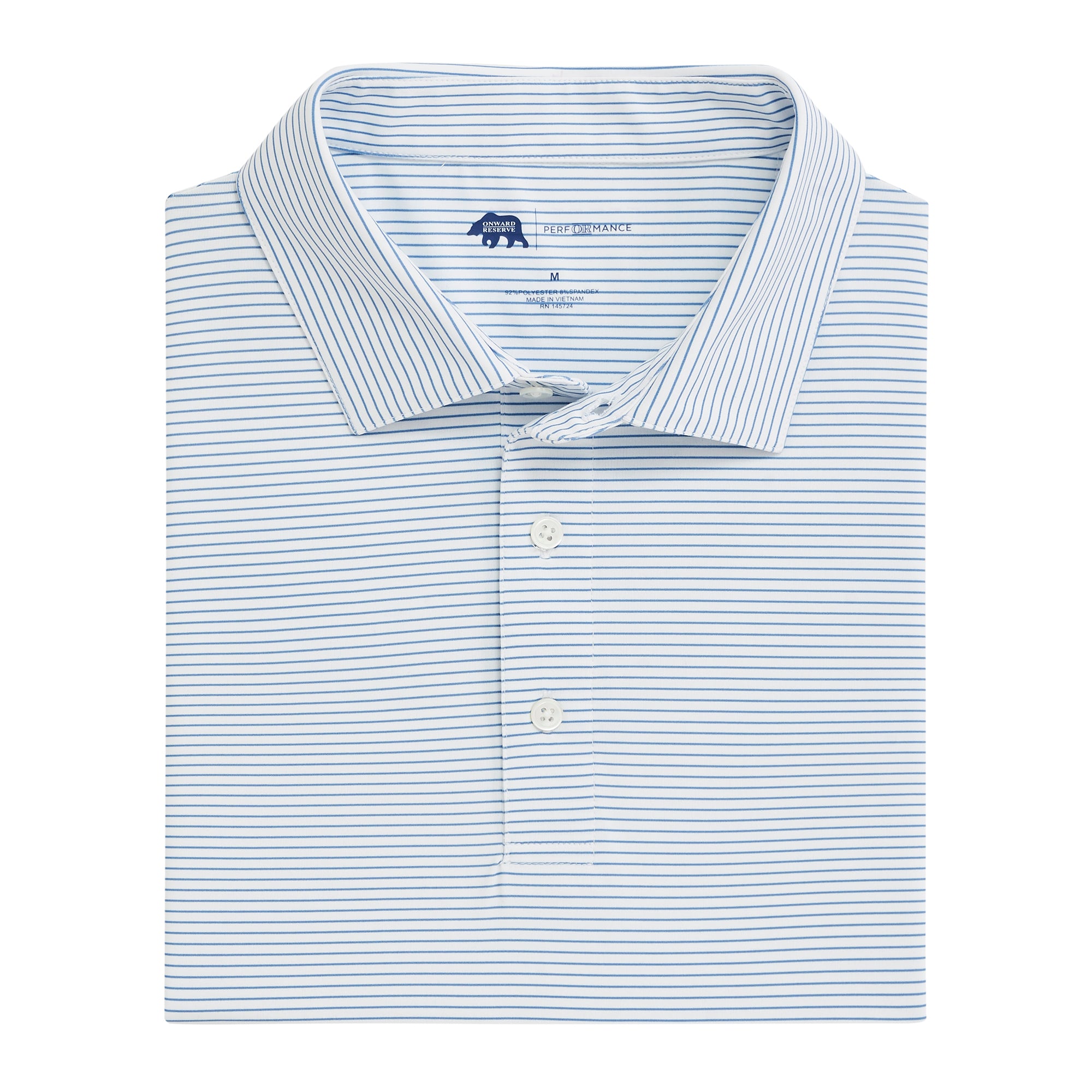 Birdie Stripe Performance Polo - Lichen Blue - Onward Reserve product image