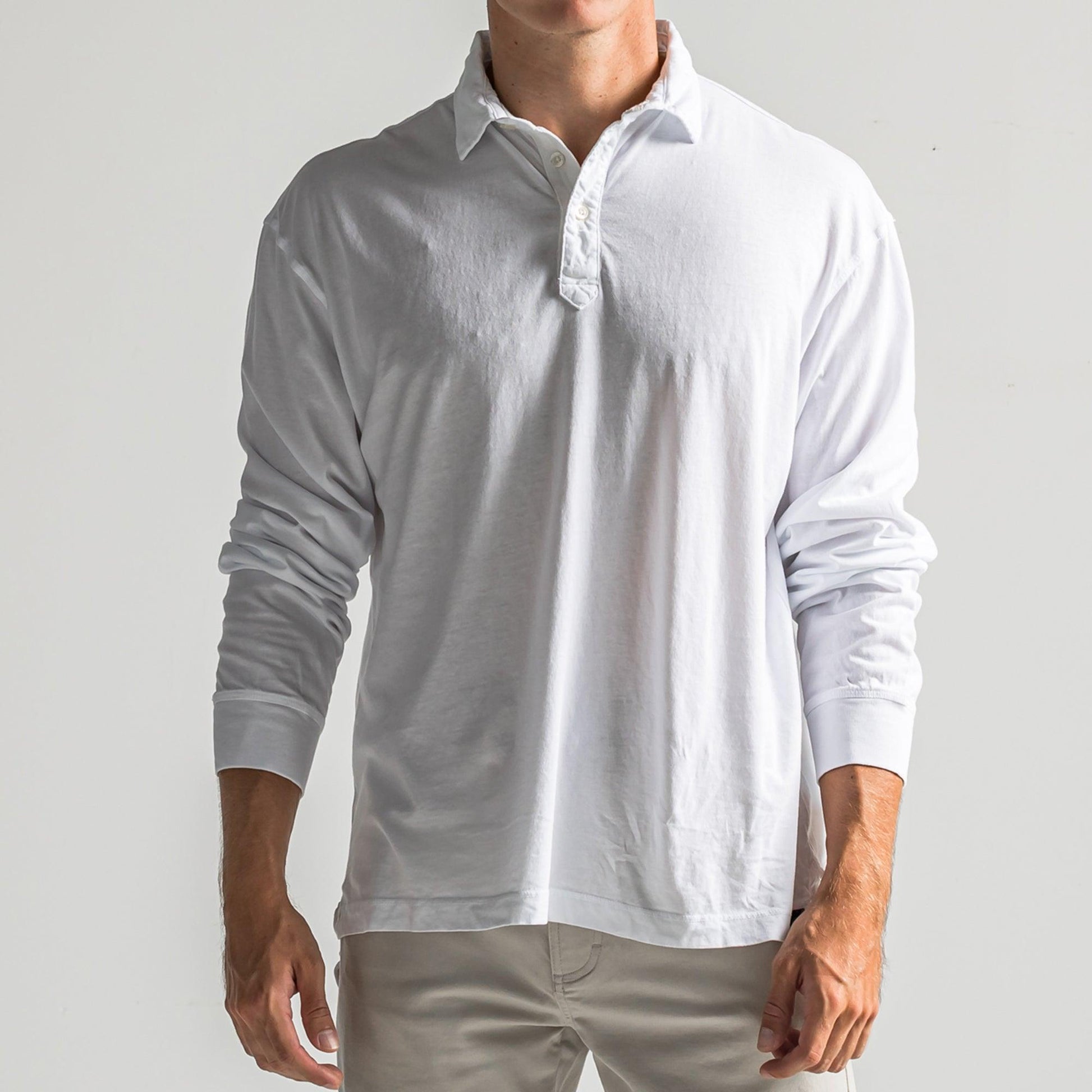 munitie streng Rood Perry Long Sleeve Polo - White – Onward Reserve