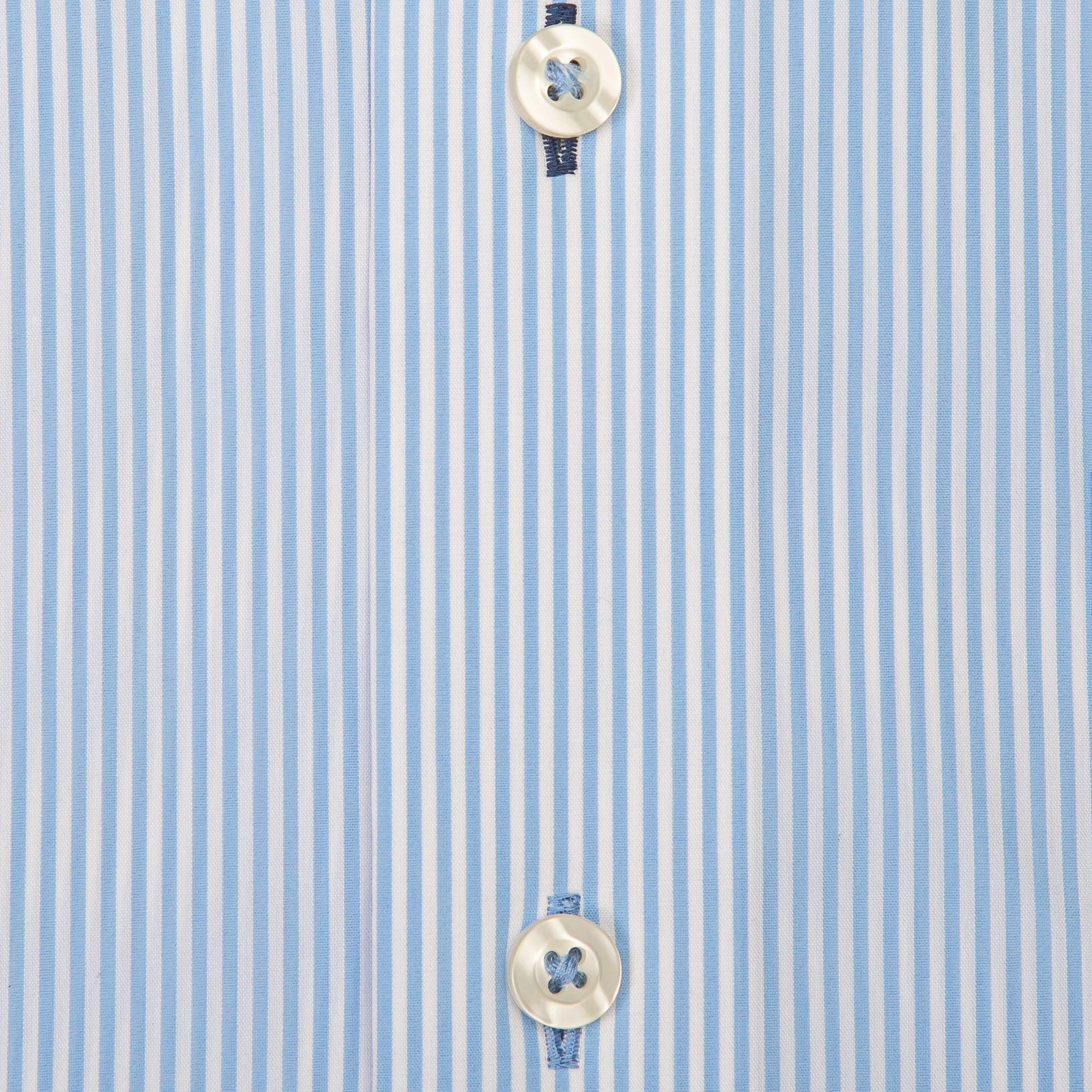 Light Blue/White Stripe Tailored Fit Spread Collar Shirt