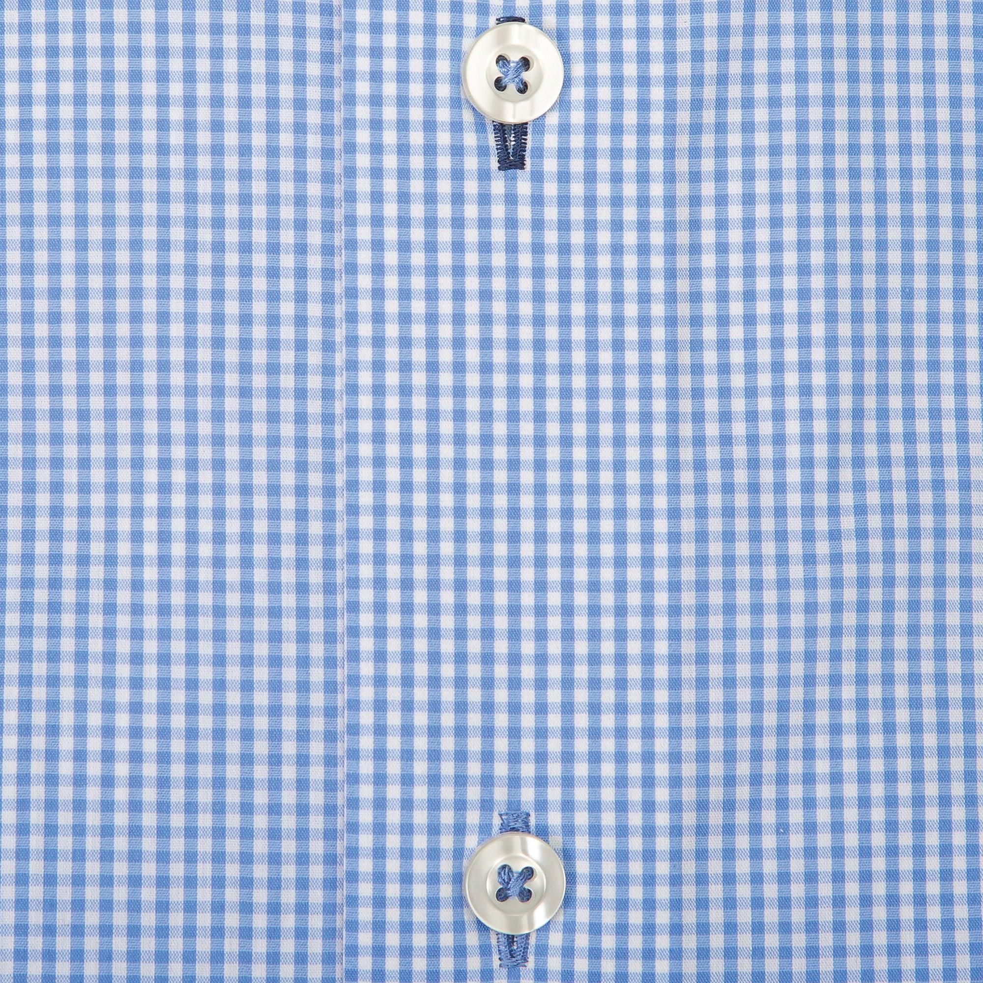 Light Blue/White Gingham Tailored Fit Spread Collar Shirt