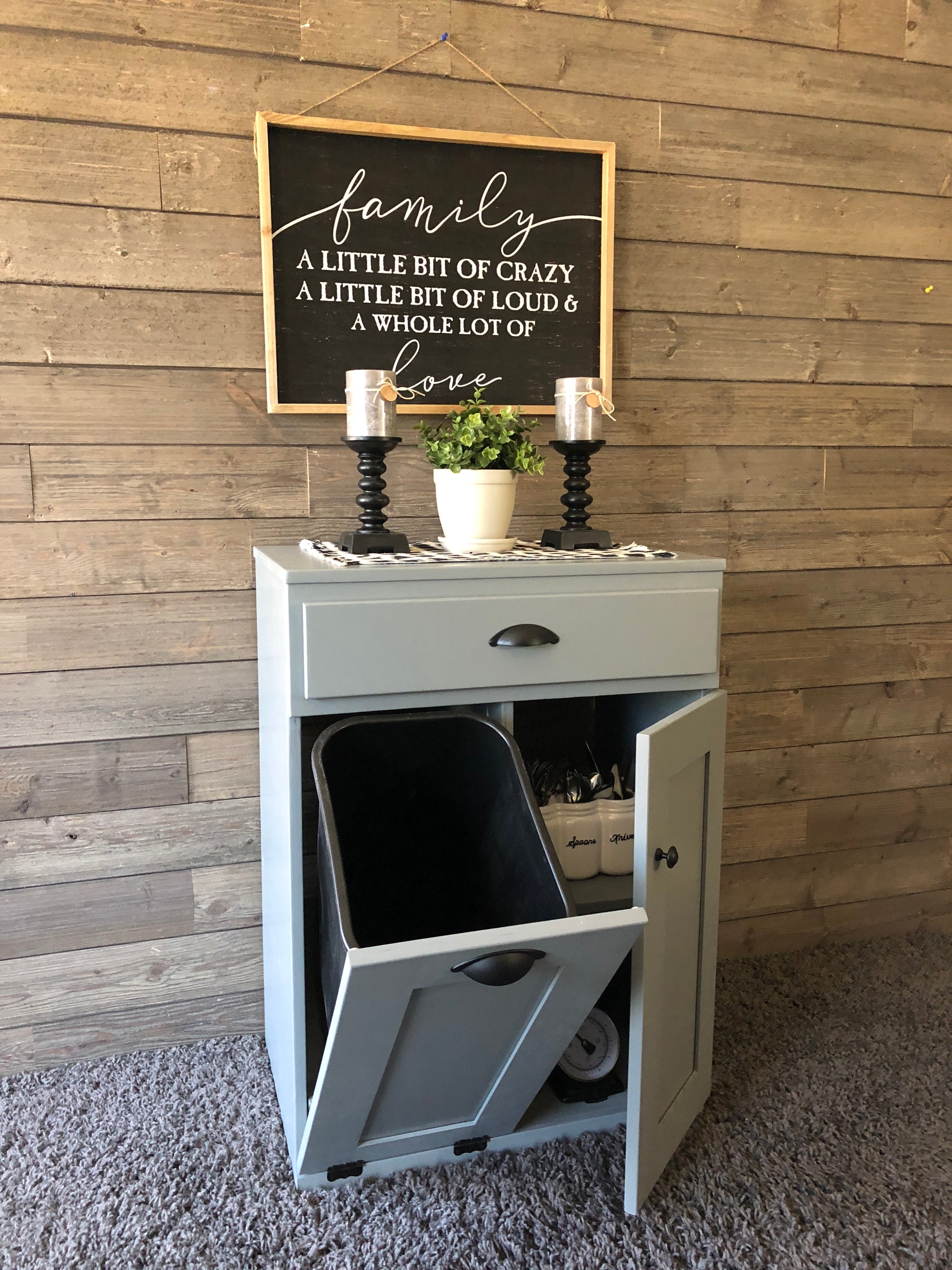 Slim Double Bin with a Drawer - Lovemade14