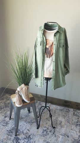 Casual Cute Outfit with Sage Jacket for Everyday Looks at Classy Closet