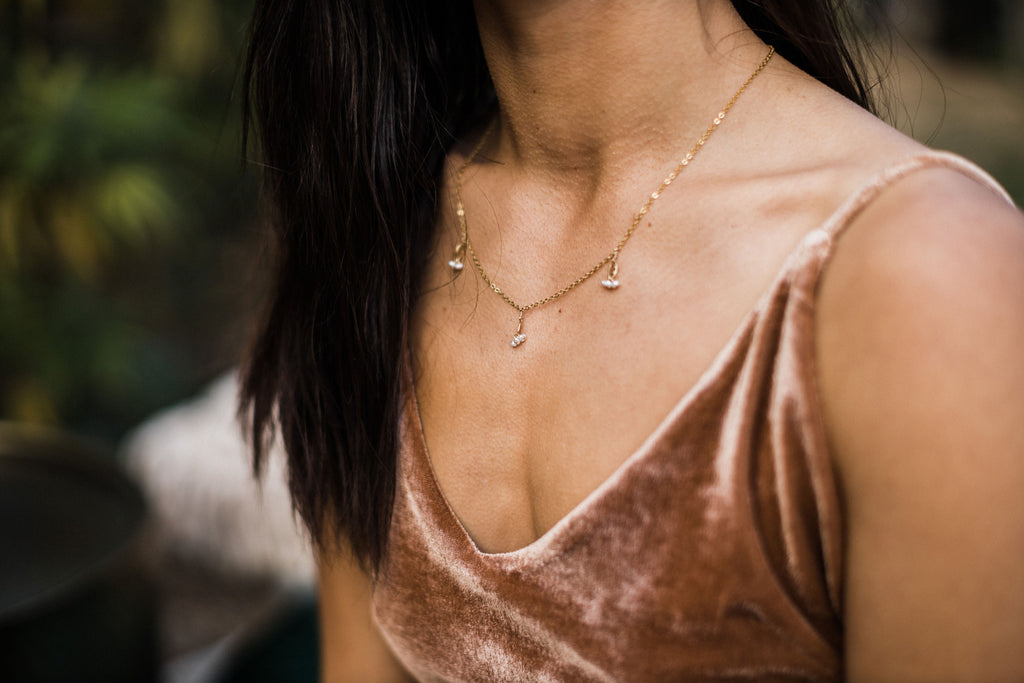 cannabis humboldt wedding sea tropical destination layering necklace stacks desert earrings bracelet elopement jewelry boho accessories chic simple gold handmade custom usa made tree myriah pearls diamonds moonstone refined adventurous love story souls