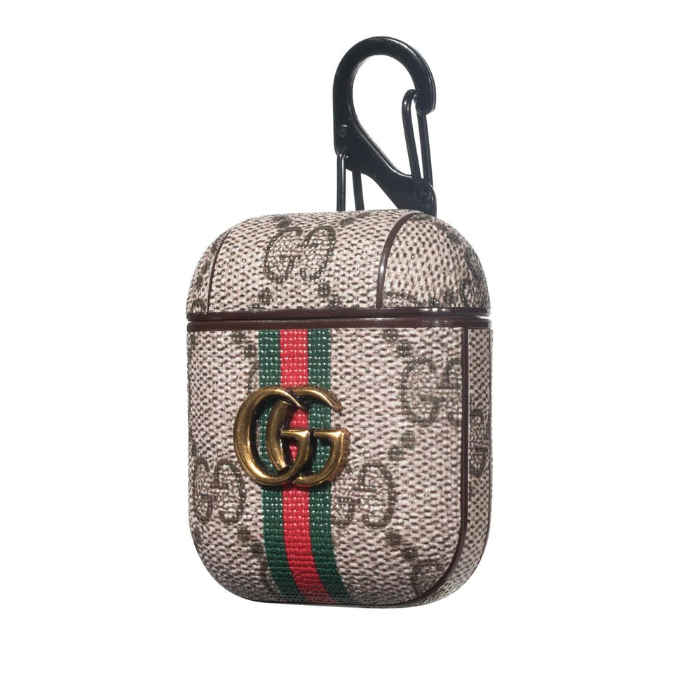  Gucci  GG Stripes AirPods Leather Protective Shockproof Case 