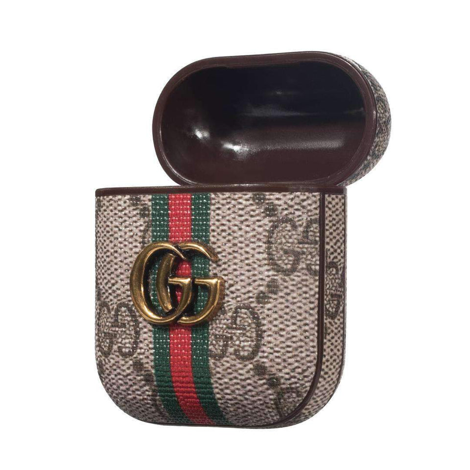  Gucci  GG Stripes AirPods Leather Protective Shockproof Case 