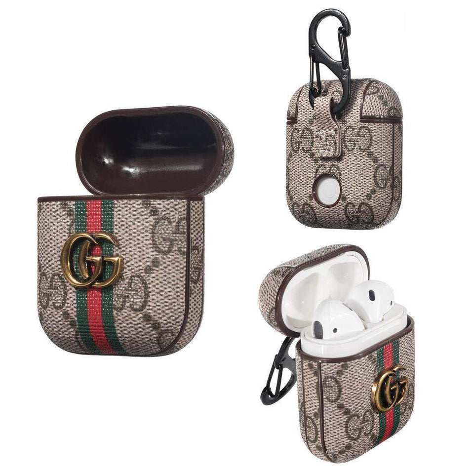  Gucci  GG Stripes AirPods Leather Protective Shockproof Case 