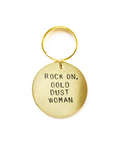 Rock On Gold Dust Woman Handstamped Keychain