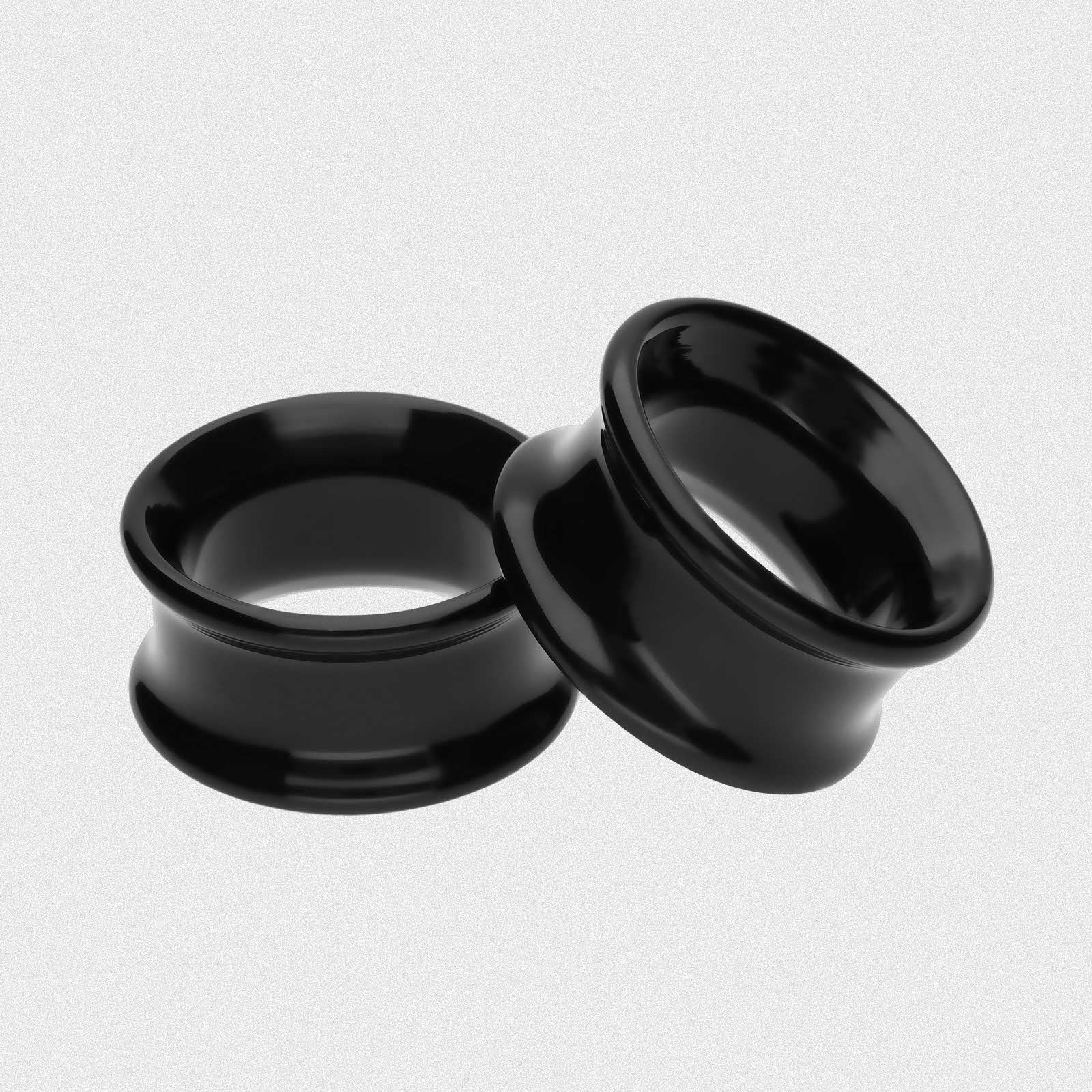 Product Image for Black Glass Double Flare Flat Face Tunnel