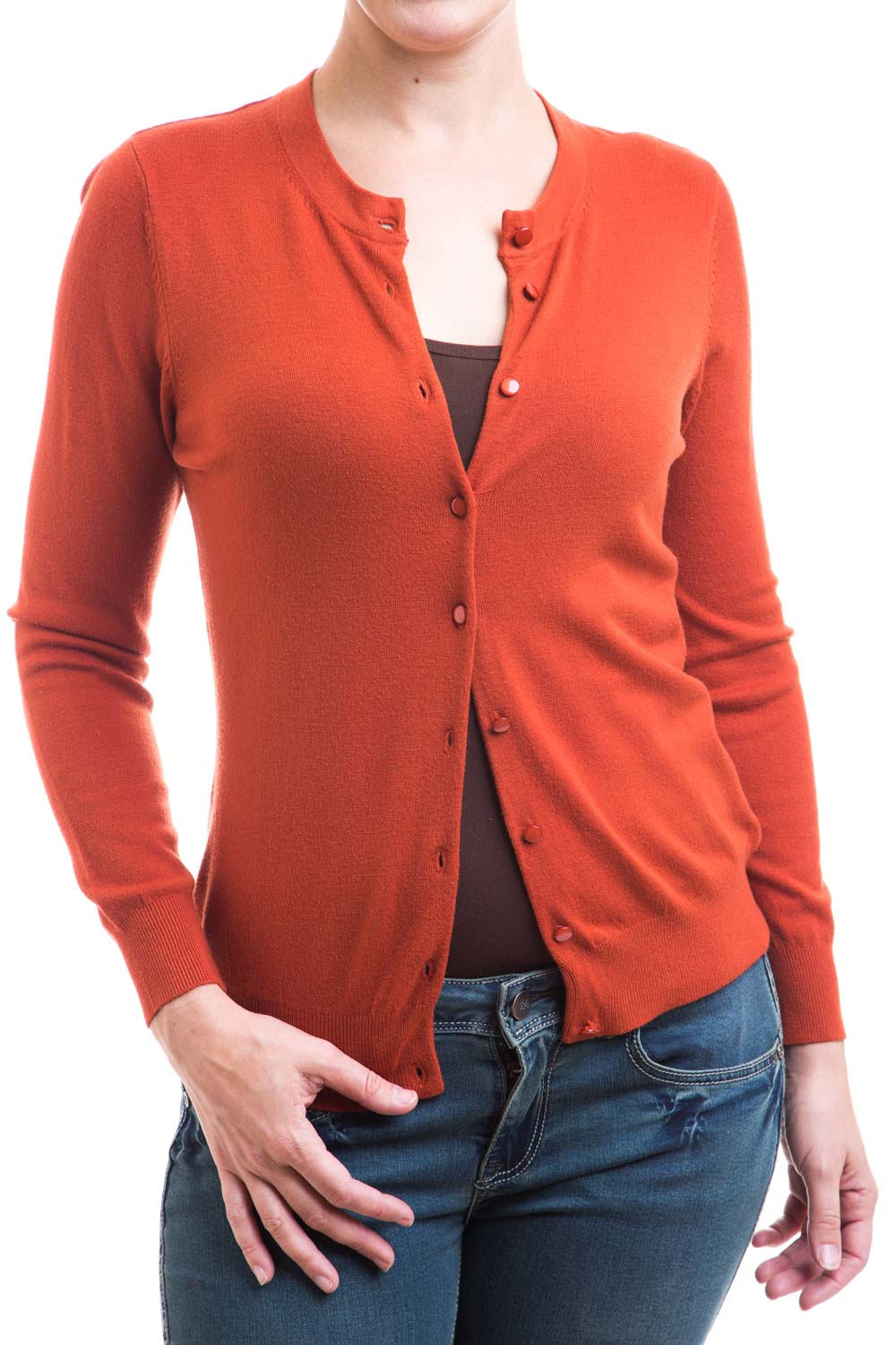 what to wear with burnt orange cardigan