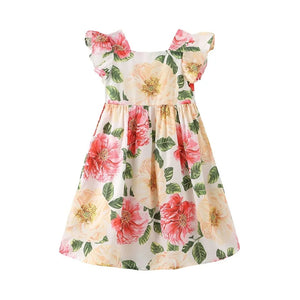 "Summer Fleurs" Yellow and Pink Floral Party Dress - The Palm Beach Baby