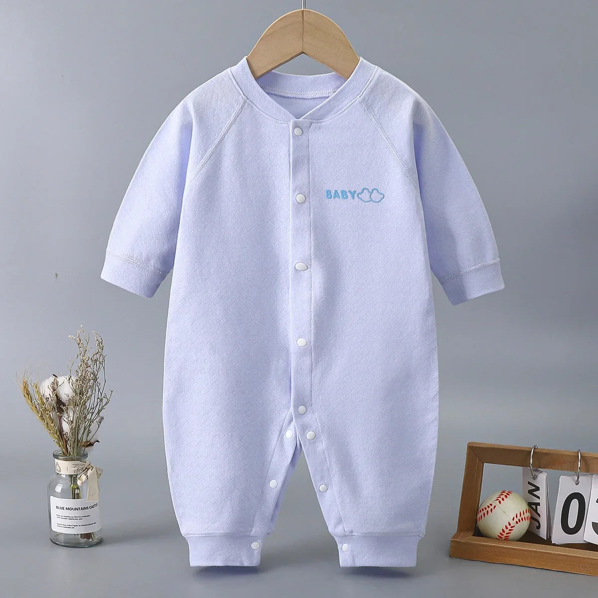 "Amethyst Delight" Baby Romper Long Sleeves Easy Snap Closure
