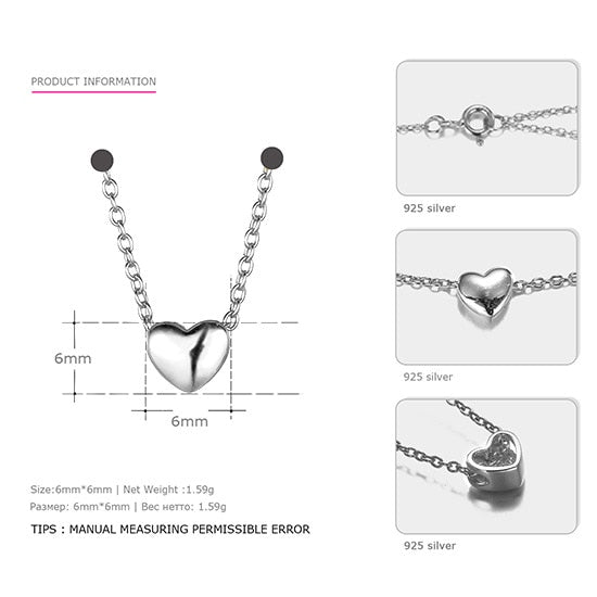 925 Sterling Silver Heart Choker 