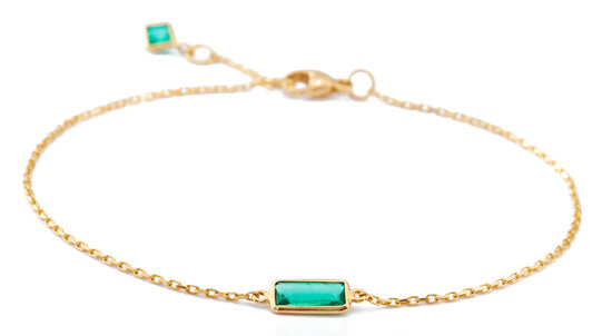 Evie emerald single strand sterling silver bracelet — Palenque Jewellery