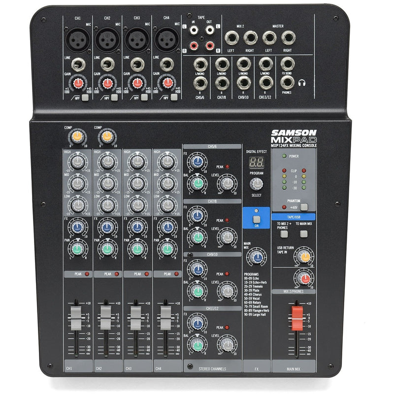 samson mixpad mxp124 compact 12 input analog mixer