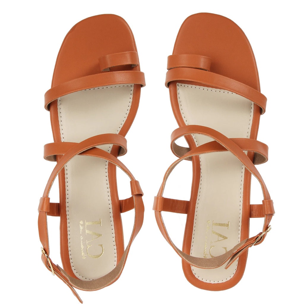 tan strappy flats