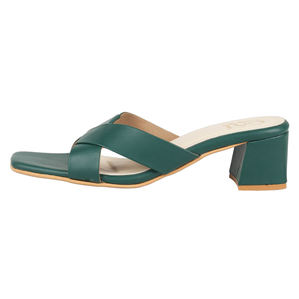 emerald block heels