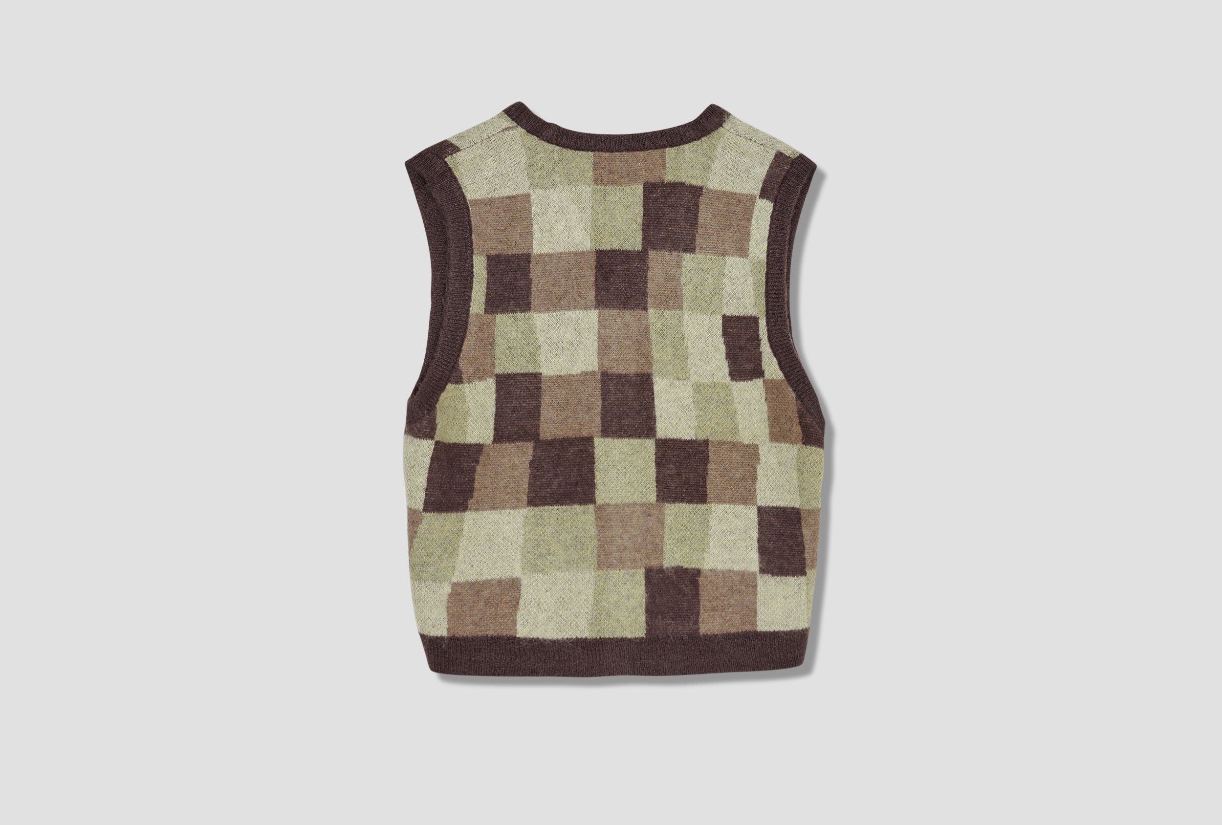 STUSSY】WOBBLY CHECK SWEATER VEST Brown-