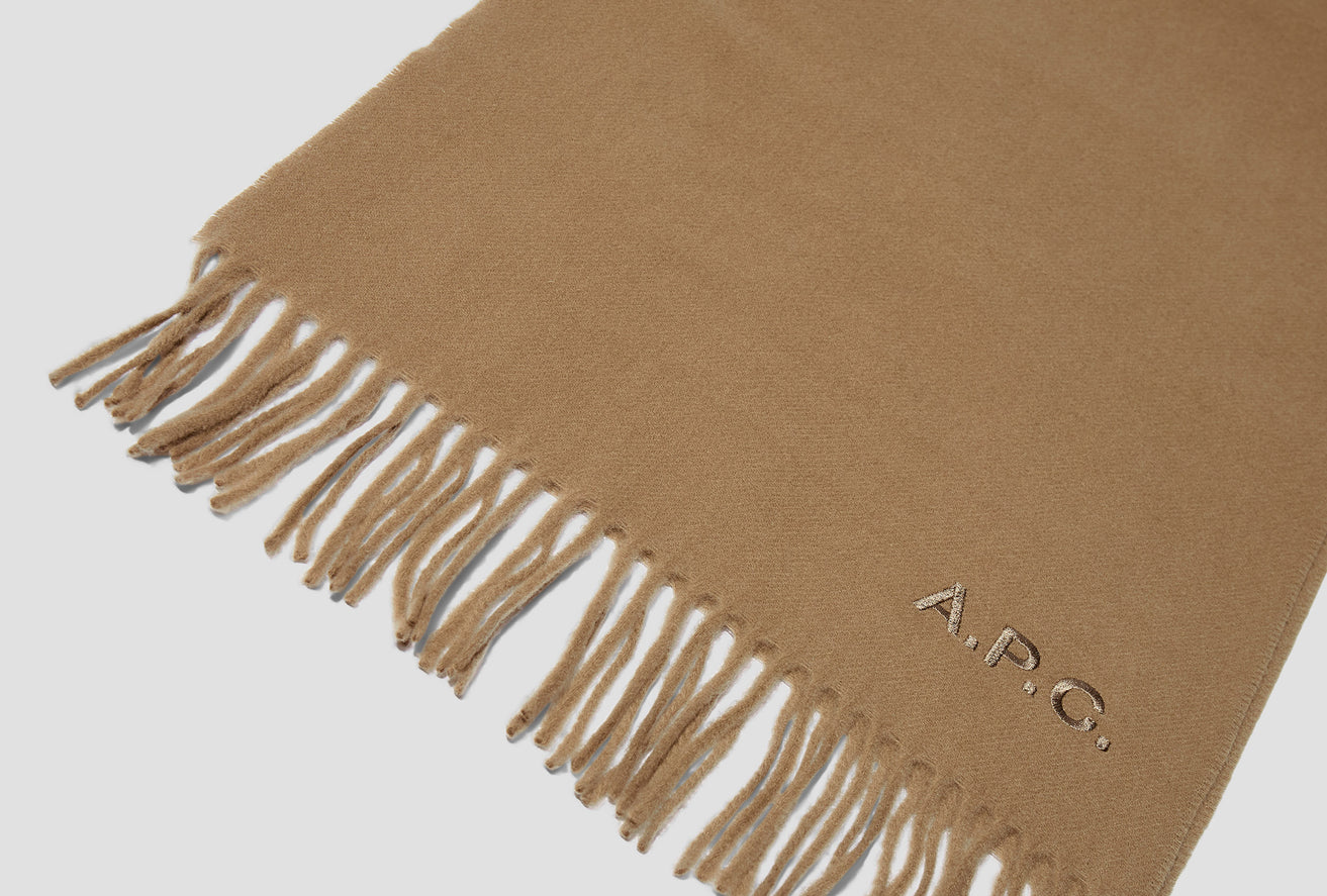 A.P.C. AMBROISE EMBROIDERED SCARF WOAFE-M15171 Camel – HARRESØ