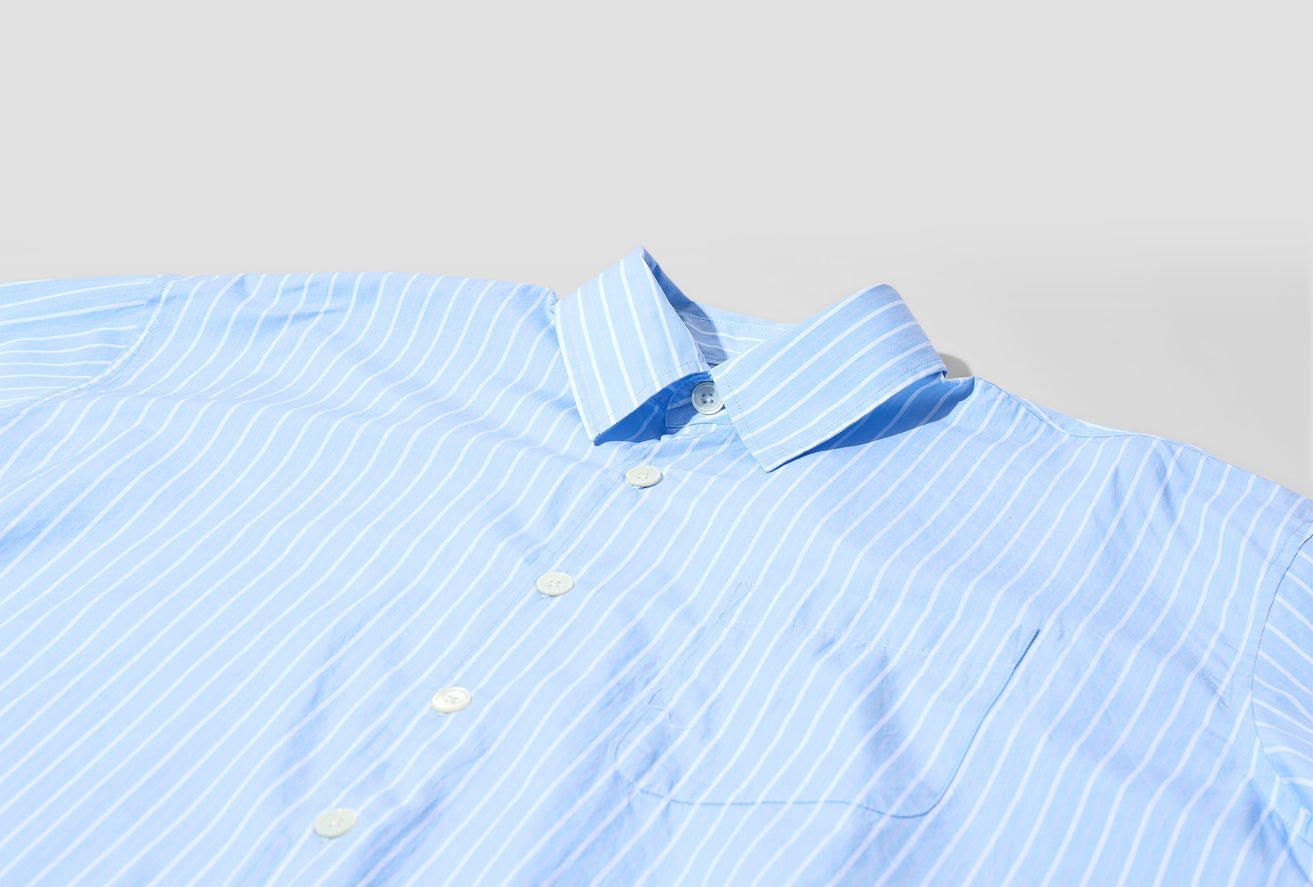 OUR LEGACY BORROWED SHIRT - BLUE/ROSE OLDEN STRIPE M2222BBP Blue