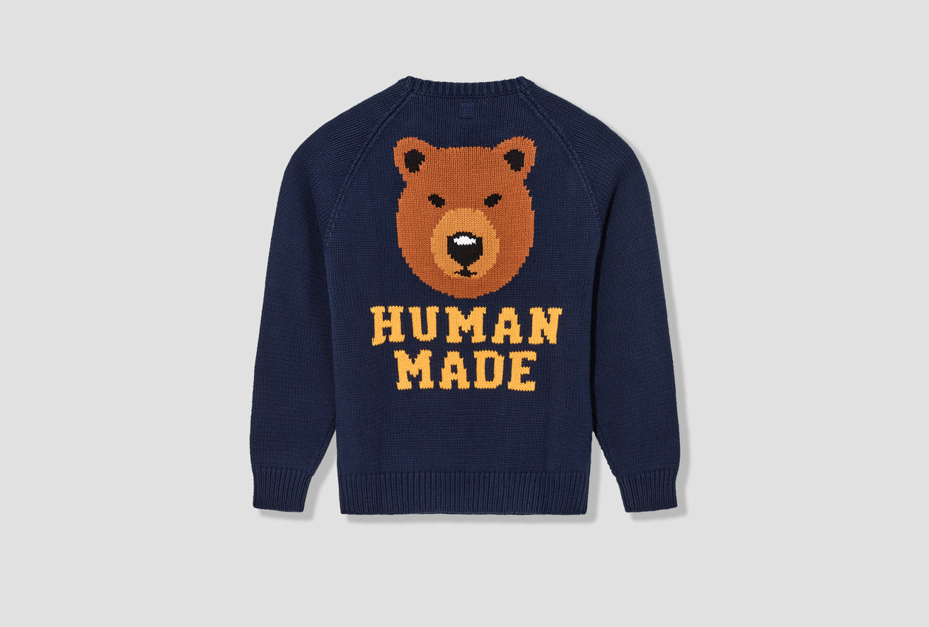 HUMAN MADE BEAR RAGLAN KNIT SWEATER HM25CS001 Navy – HARRESØ