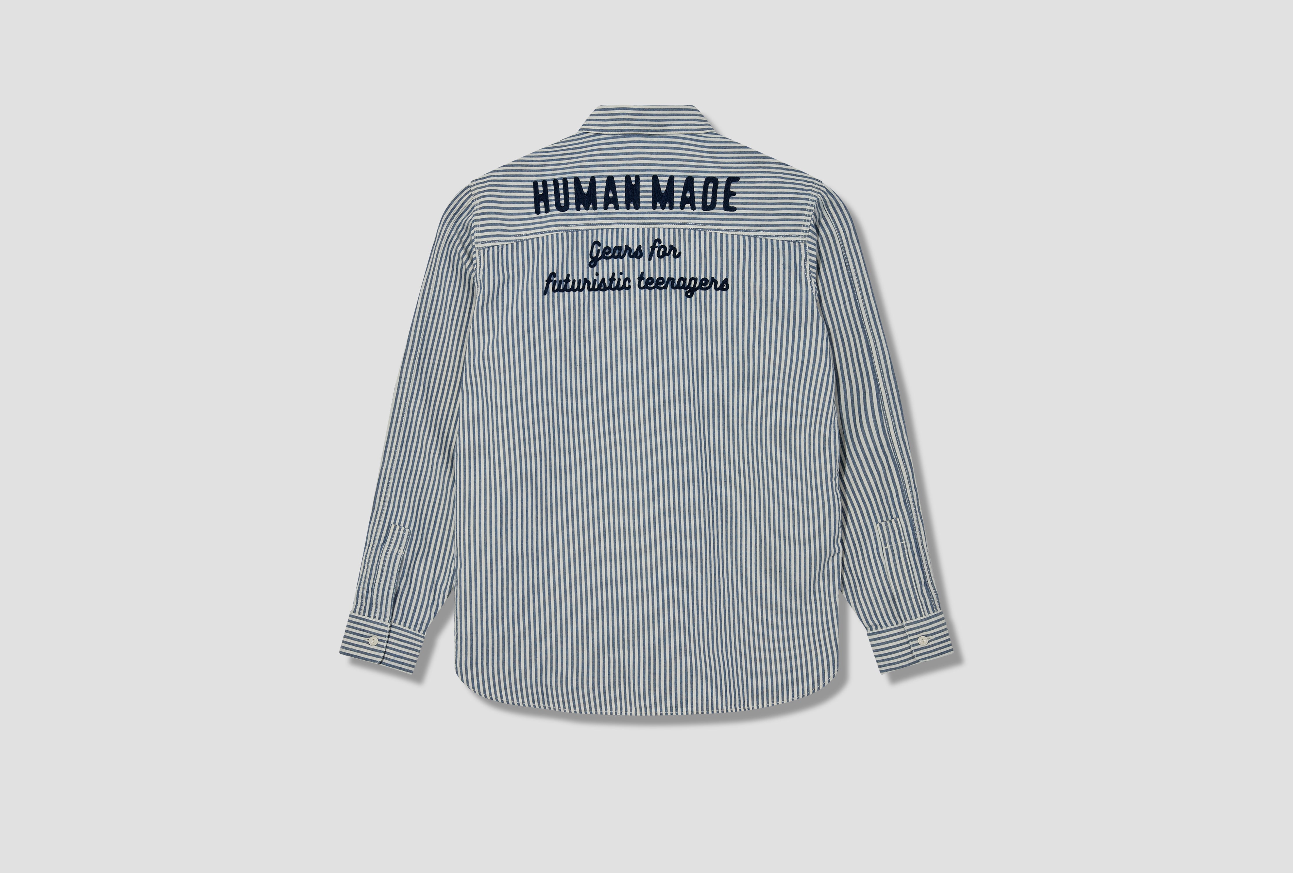 HUMAN MADE STRIPED WORK L/S SHIRT HM25SH001 Blue – HARRESØ