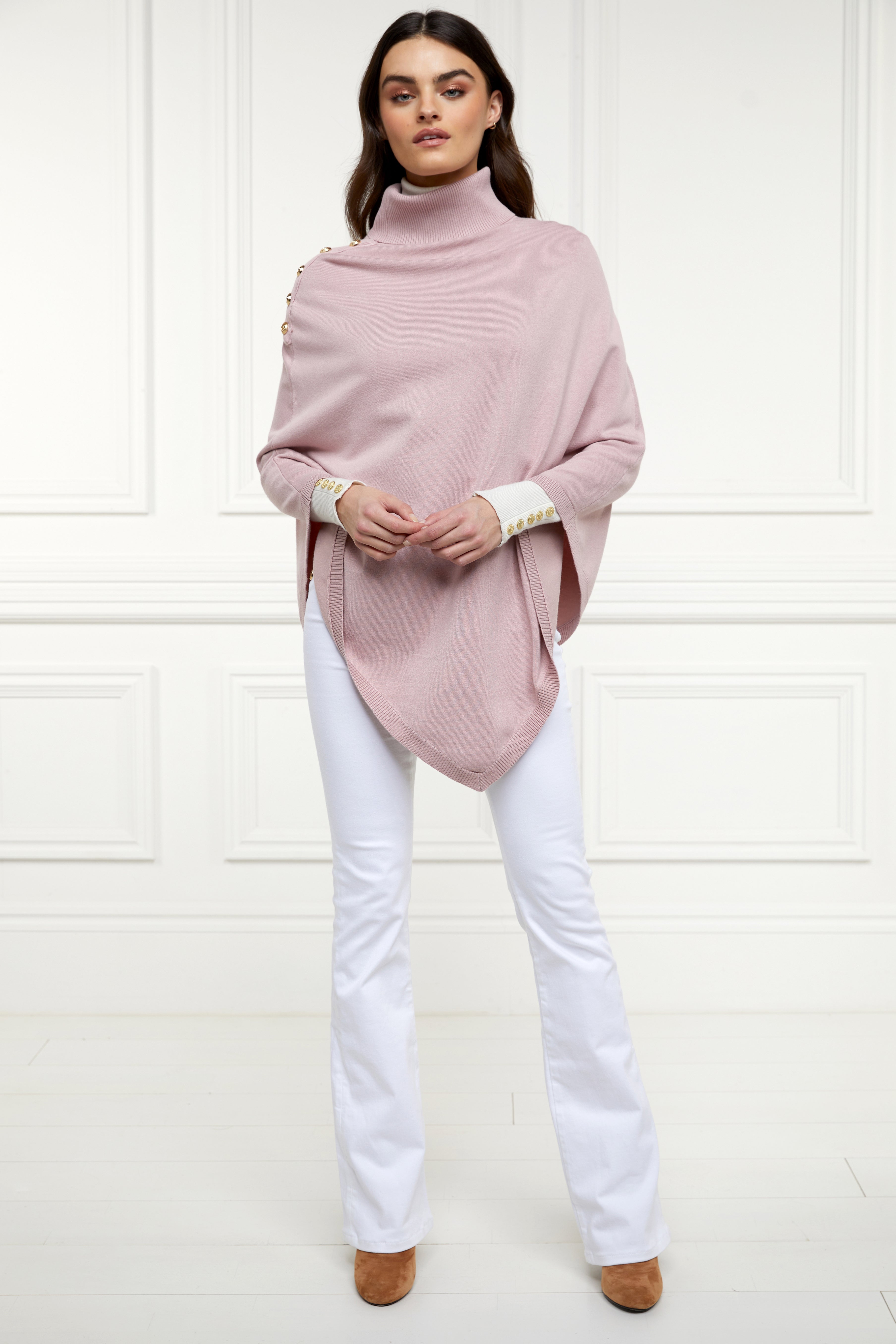 Roll Neck Cape (Soft Pink)