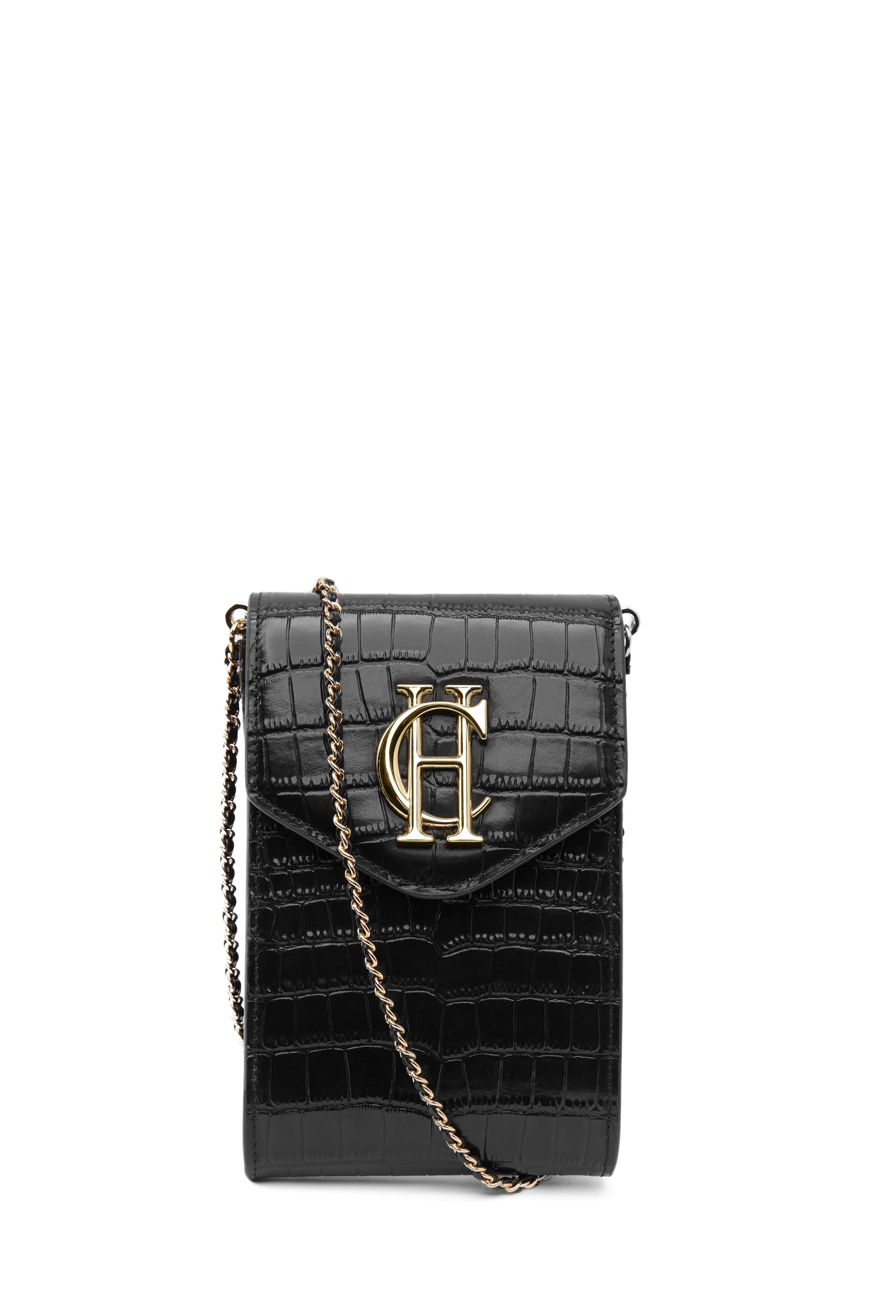 Knightsbridge Phone Pouch (Black Croc)