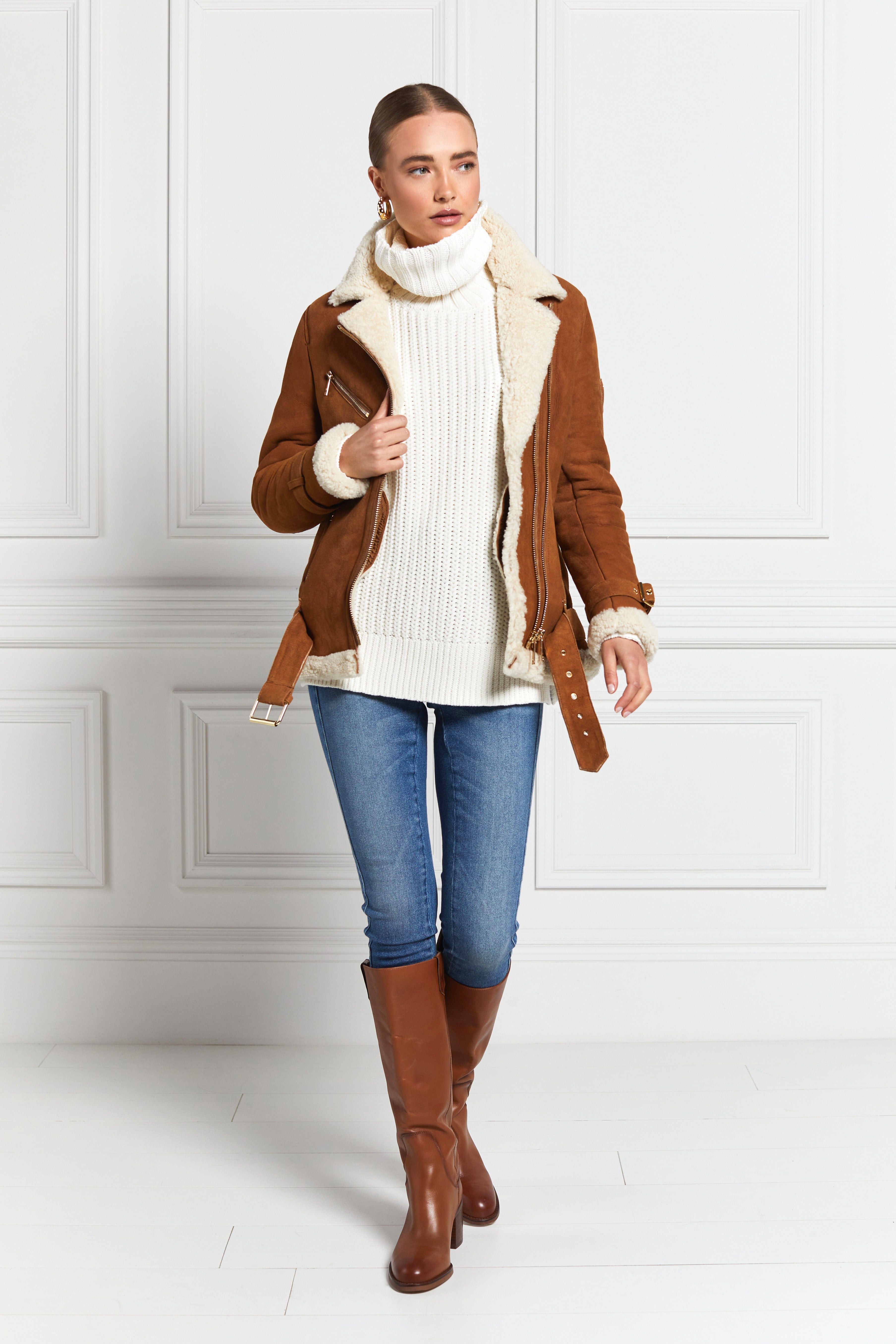 Shearling Aviator Jacket (Tan)