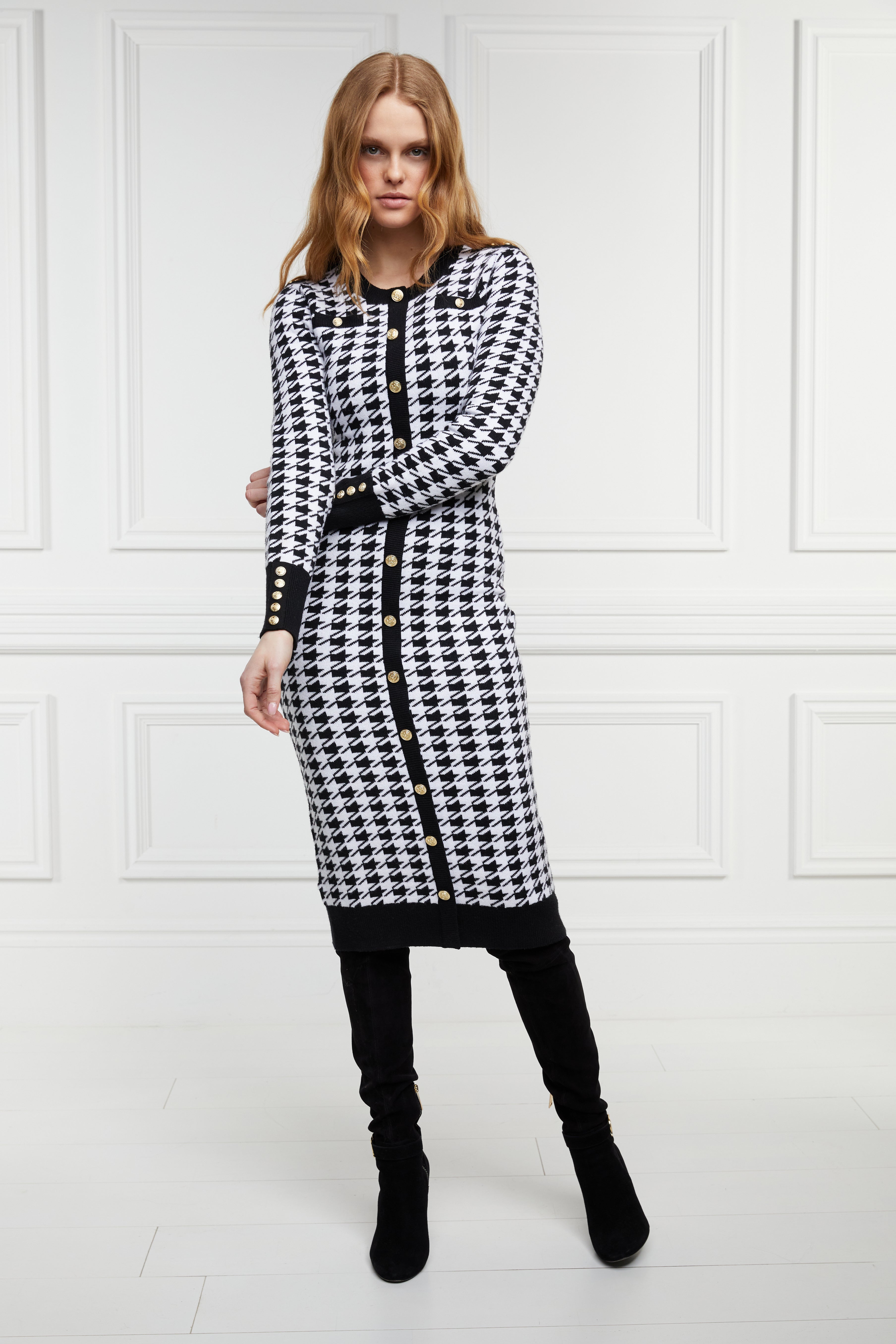 Hepburn Midi Dress (Houndstooth)