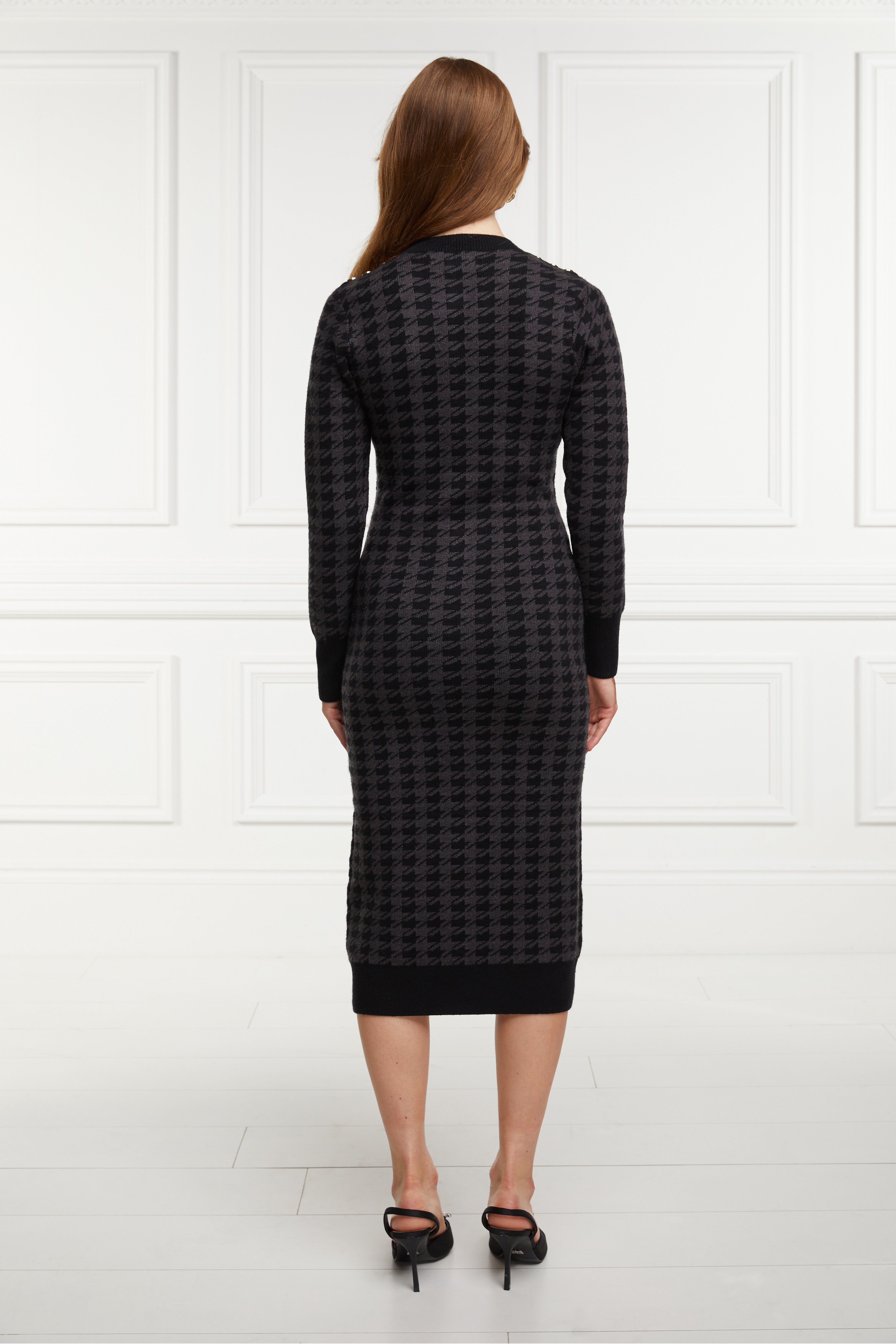 Hepburn Midi Dress (Grey Houndstooth)