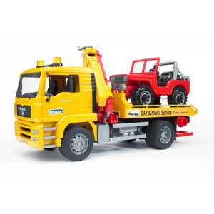Bruder MAN TGA Tow Truck with Cross-Country Vehicle - Runnin' Wild Kids