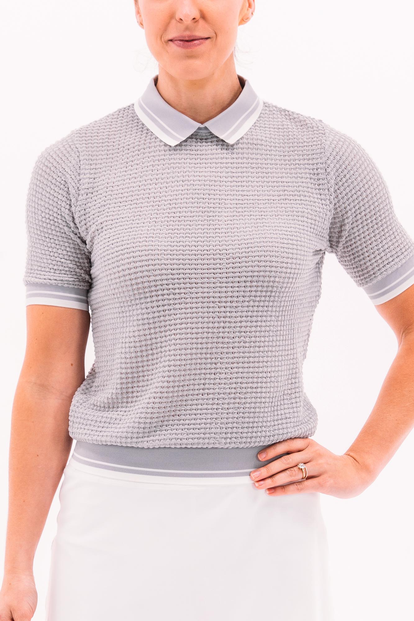 Knitted Waffle Polo Shirt