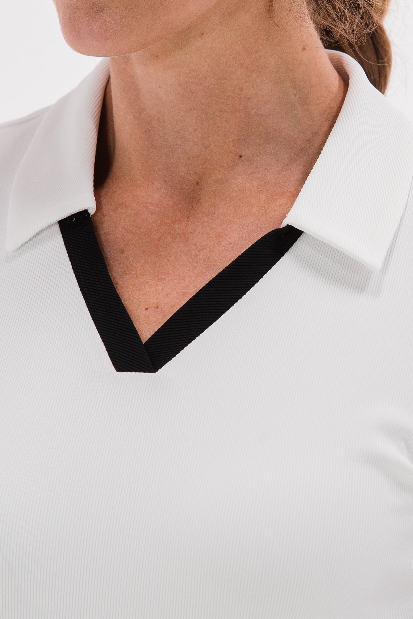 V-Neck Ribbed Long Sleeve Polo | Foray Golf