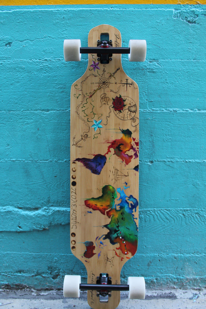 Custom Hand Painted Longboard Deck - Exodus Longboard Co.