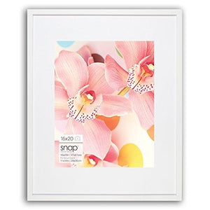 Snap 16x20 White Wood Wall Frame With 11x14 Single White Mat