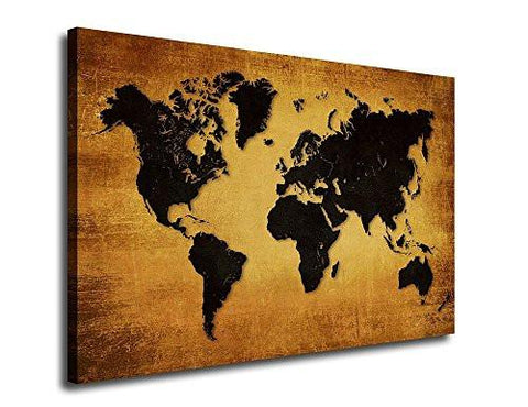 Wall Art Canvas Prints Vintage World Map Painting Ready to Hang - 3 Pi – zingydecor