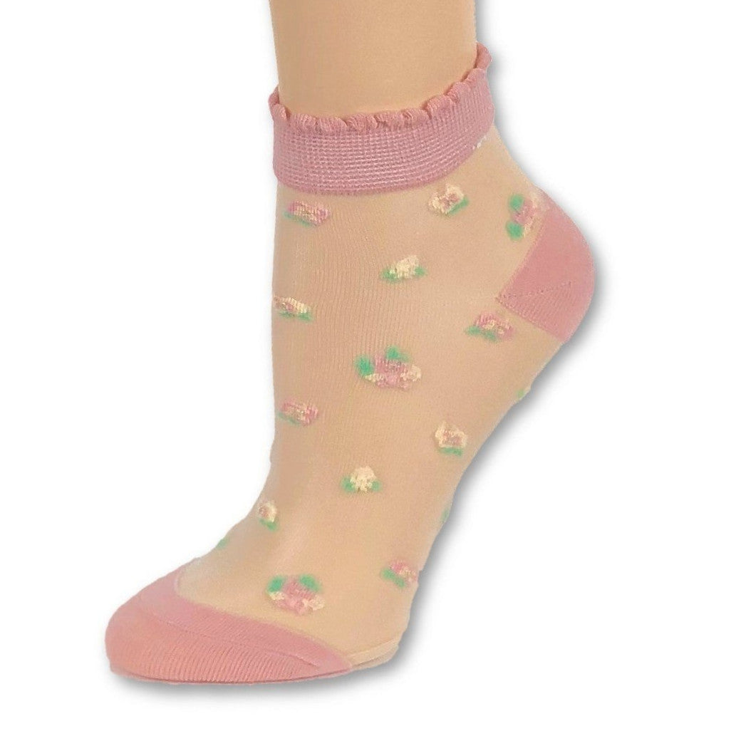 Coral Pink Ankle Sheer Socks