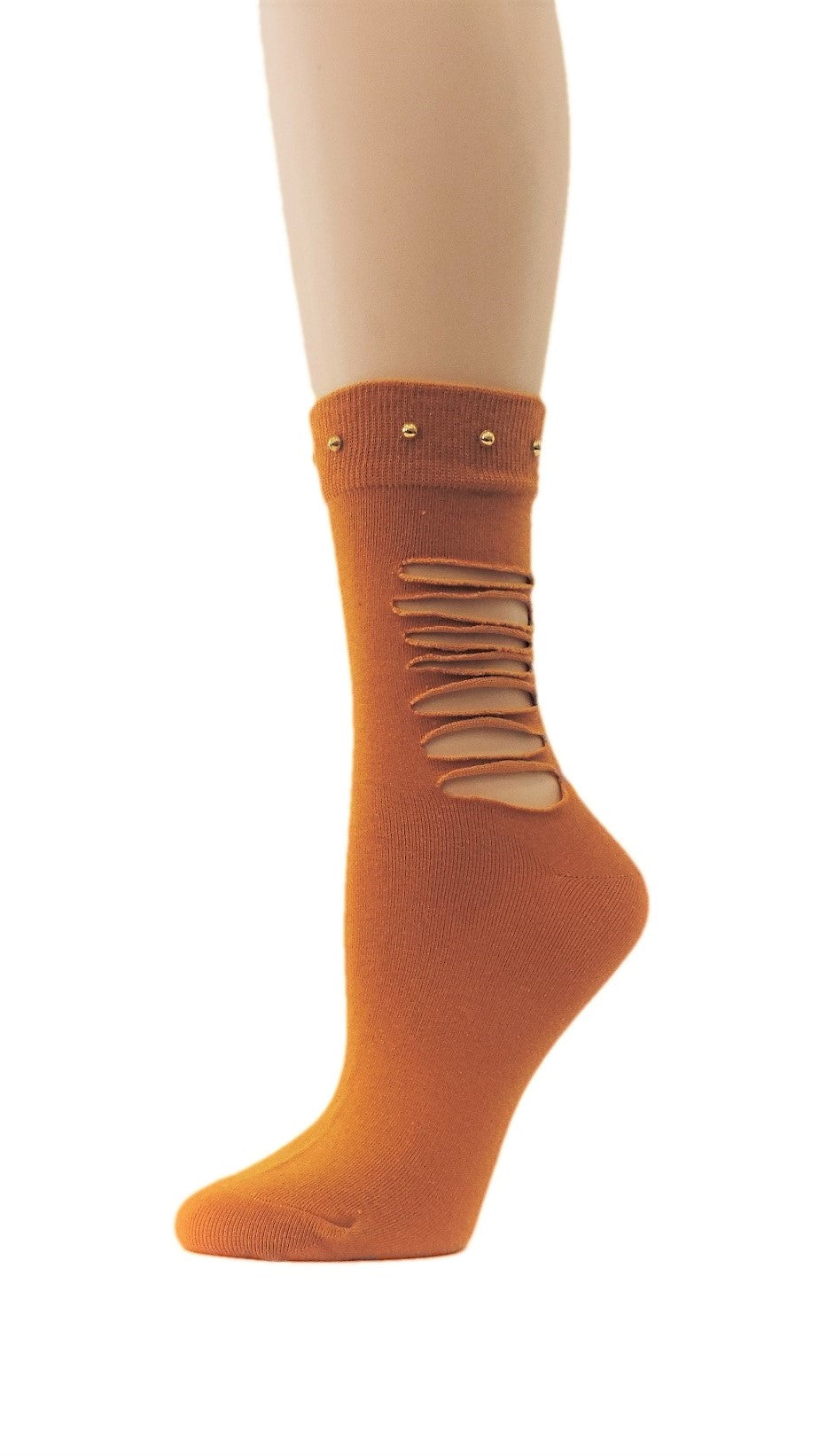 Ripped Mustard Custom Fashion Socks with beads - Global Trendz Fashion®