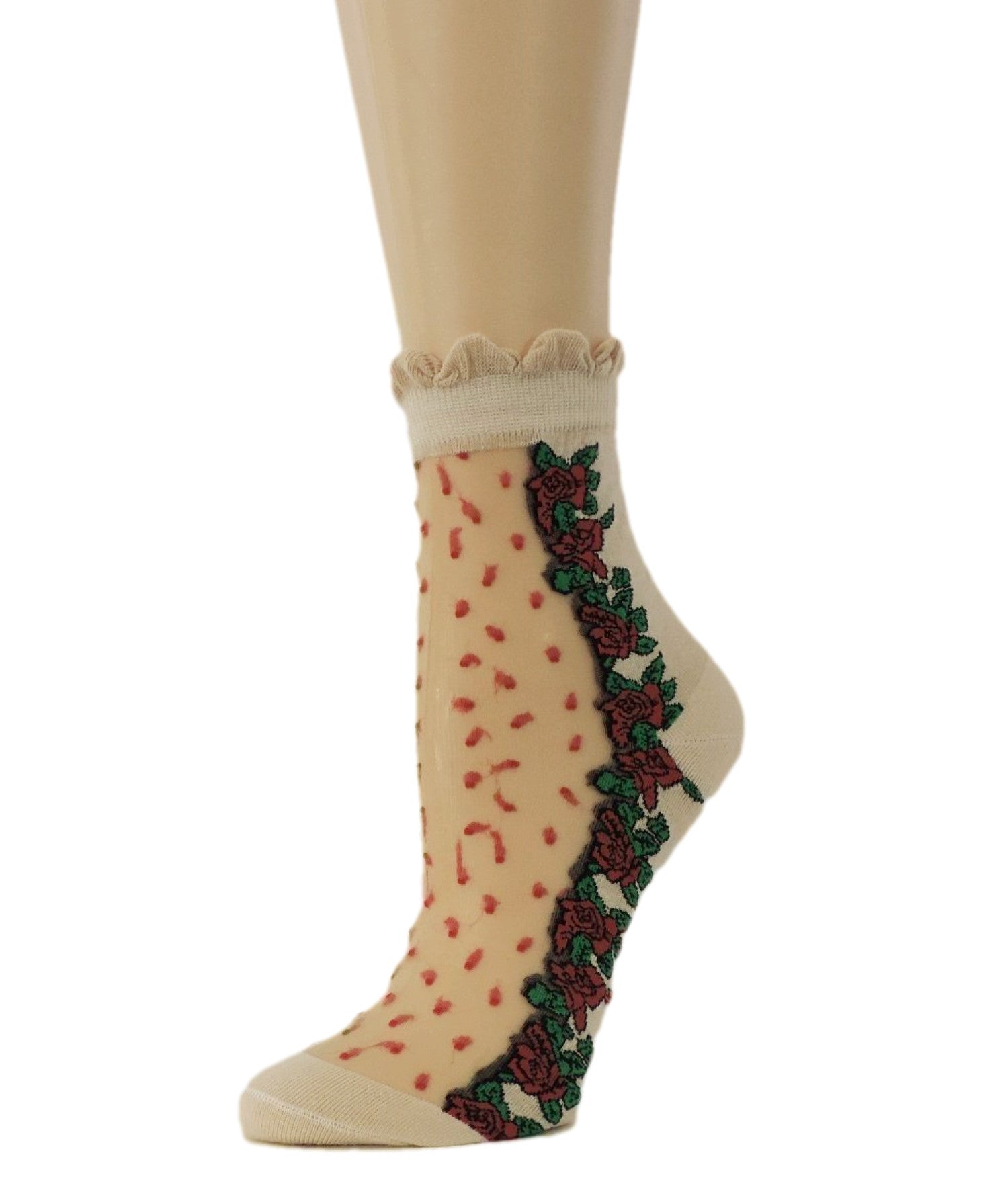 Red Flowers Sheer Socks - Global Trendz Fashion®
