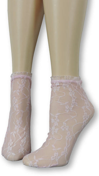 Rose Pink Mesh Socks with frill