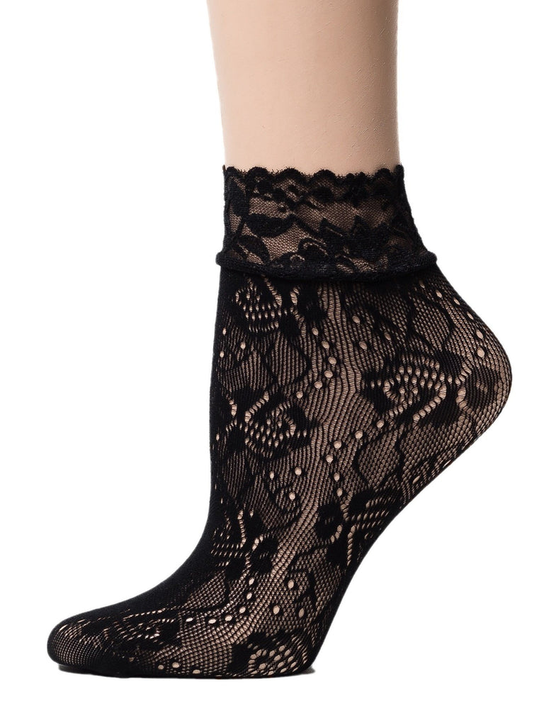 Leaf Black Mesh Socks