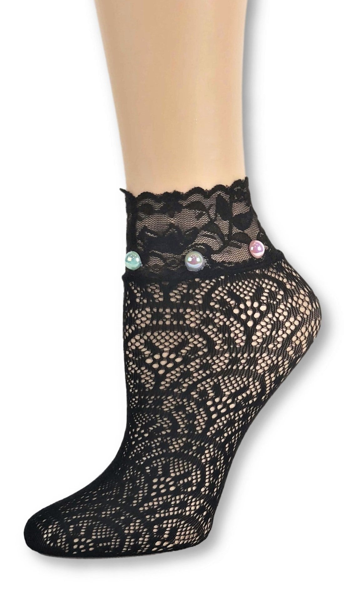 Tornado Black Custom Mesh Socks with beads