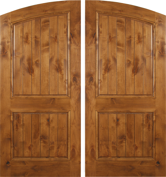 Florence Spanish Solid Rustic Knotty Alder Wood Arch Double Doors