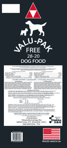 valupak dog food black bag