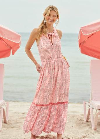 Algarve Tie-Neck Maxi Dress