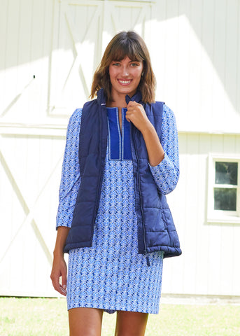 Woman wearing Sullivan's Island Embroidered Tunic Dress