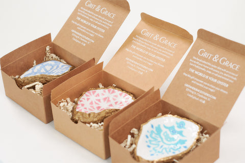 swtorgilde x Grit & Grace Oyster Dishes in brown boxes