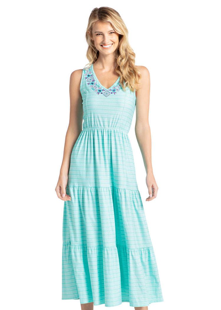 Naples Embroidered Tiered Maxi Dress