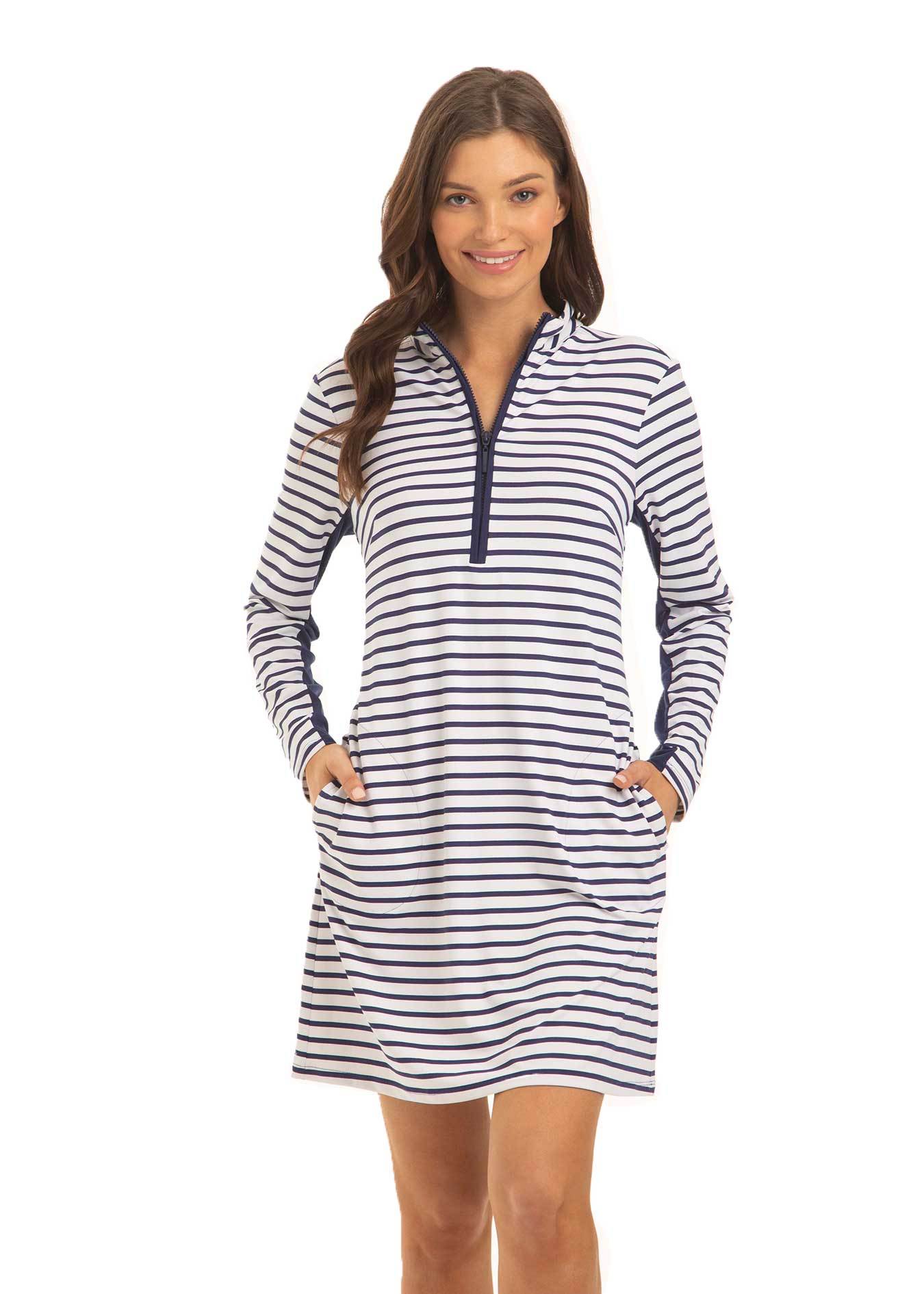 Download Navy Stripe Sport Dress | UPF 50+ | Athletic Beach Dress ...